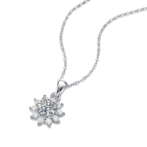Snow Drop Flower Moissanite Diamond Necklace