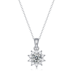 Flower Moissanite Diamond Necklace 925 Sterling Silver