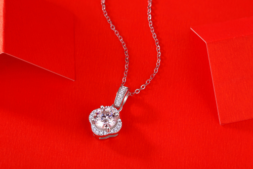 Flower Solitaire One Moissanite Diamond Necklace