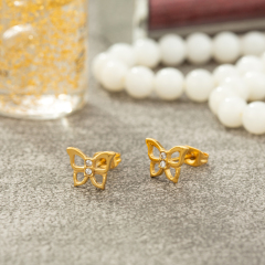Butterfly Gold Plated 316L Stainless Steel Stud Earrings