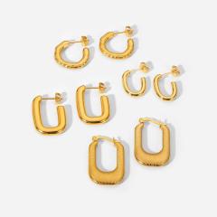 Geometric Gold Plated Stainless Steel Women Earrings Set