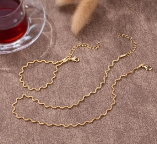 Square Foxtail Chain Necklace and Bracelet Set