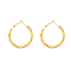 Minimalist 18K Gold Plated Twisted Gold Hoop Earrings