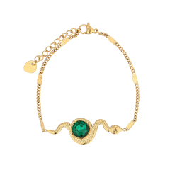 Fashion Stainless Steel Green Crystal Snake Adjustable bracelet