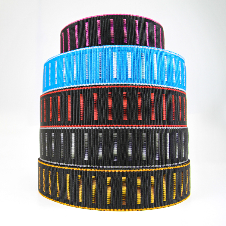 5cm彩色PP丙纶织带 2mm厚间色提花织带行李带 黑色箱包手提带肩带