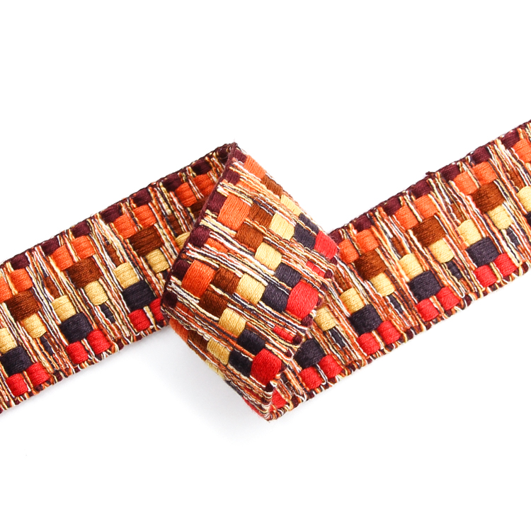 厂家3.8cm彩色仿棉提花织带 复古民族风涤棉腰带 背包挎包肩带