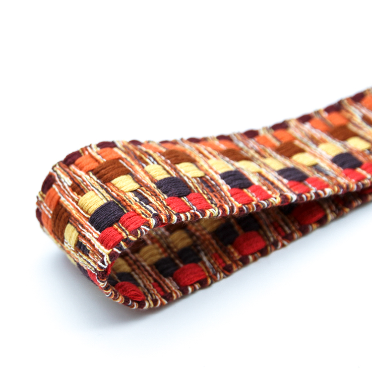 厂家3.8cm彩色仿棉提花织带 复古民族风涤棉腰带 背包挎包肩带