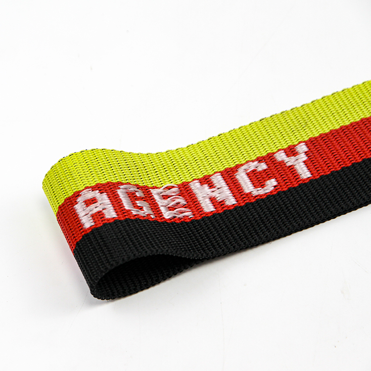 厂家批发4.5-5cm彩色PP提花带 间色字母织带 行李背包手提带肩带