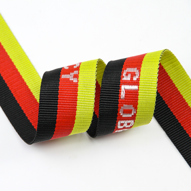 厂家批发4.5-5cm彩色PP提花带 间色字母织带 行李背包手提带肩带