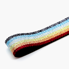 2.5cm金银葱涤纶提花带 七色彩虹烫金织带 服饰箱包肩带背带