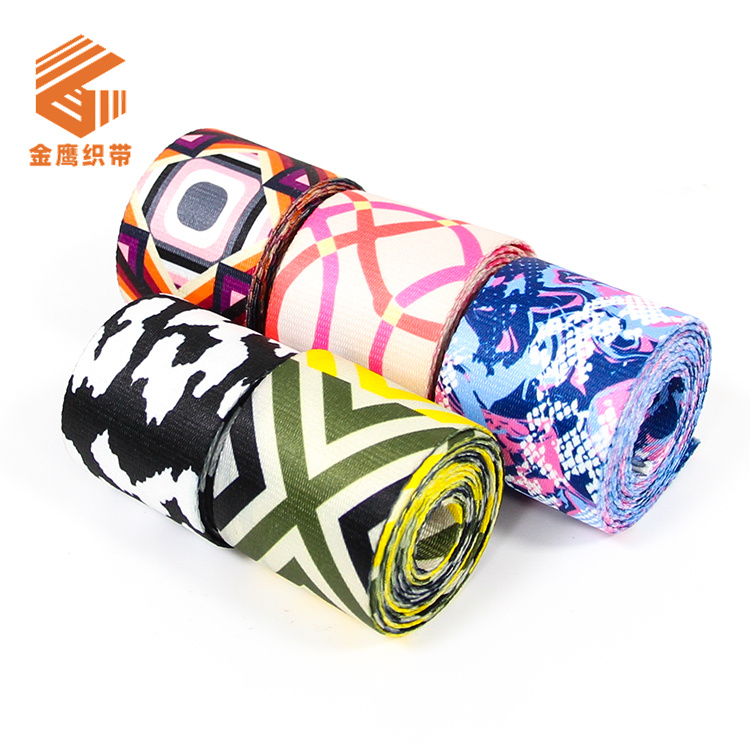 50mm colored heat transfer webbing bag backpack shoulder strap luggage webbing printing pattern webbing