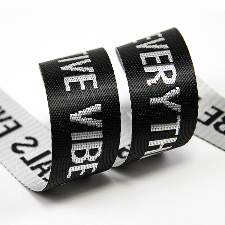 3.5cm黑白彩仿尼龙提花织带 箱包肩包字母织带手提带 宠物背带腰包织带