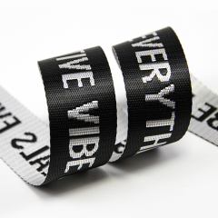 3.5cm黑白彩仿尼龙提花织带 箱包肩包字母织带手提带 宠物背带腰包织带