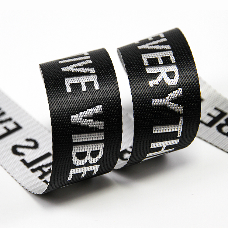3.5cm黑白彩仿尼龙提花织带 箱包肩包字母织带手提带 宠物背带腰包织带