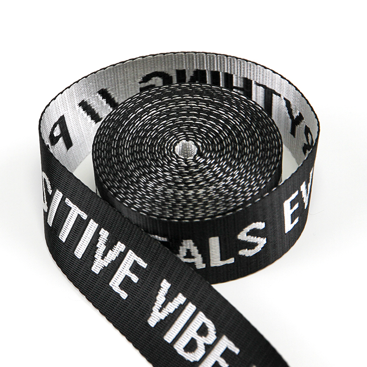 3.5cm黑白彩仿尼龙提花织带 箱包肩包字母织带手提带 宠物背带腰包织带