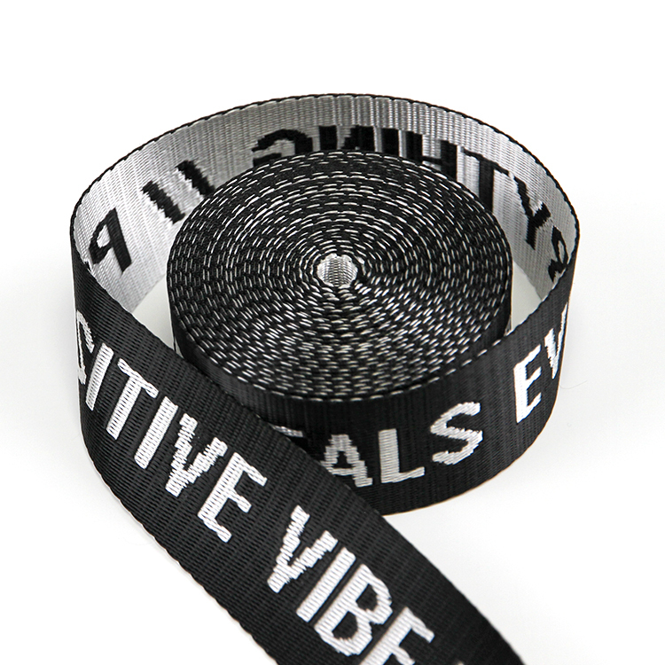 3.5cm黑白彩仿尼龙提花织带 箱包肩包字母织带手提带 宠物背带腰包织带