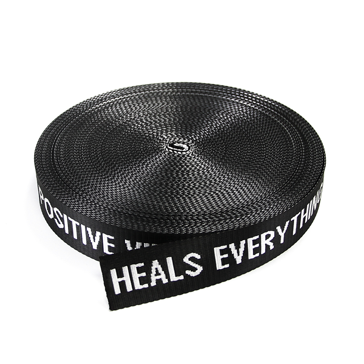 3.5cm黑白彩仿尼龙提花织带 箱包肩包字母织带手提带 宠物背带腰包织带