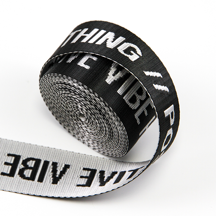 3.5cm黑白彩仿尼龙提花织带 箱包肩包字母织带手提带 宠物背带腰包织带