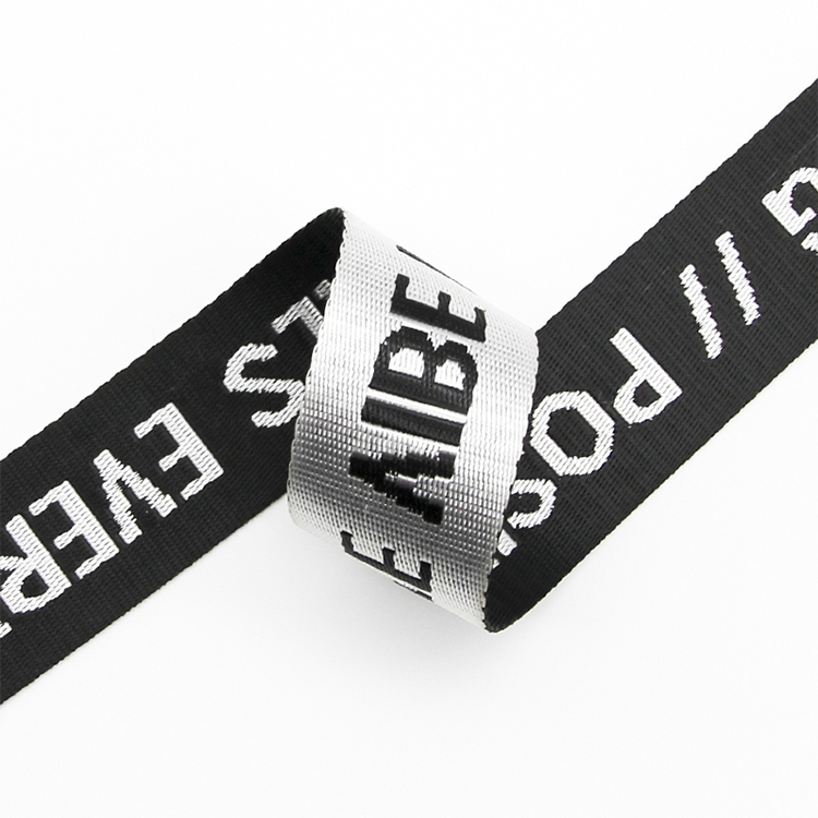 3.5cm黑白彩仿尼龙提花织带 箱包肩包字母织带手提带 宠物背带腰包织带