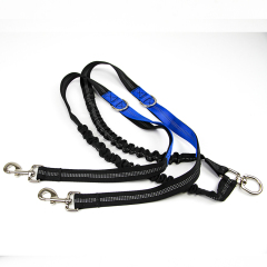 25mm宠物用品双头牵引绳 一拖二可调尼龙拉带反光 可调狗狗拉带