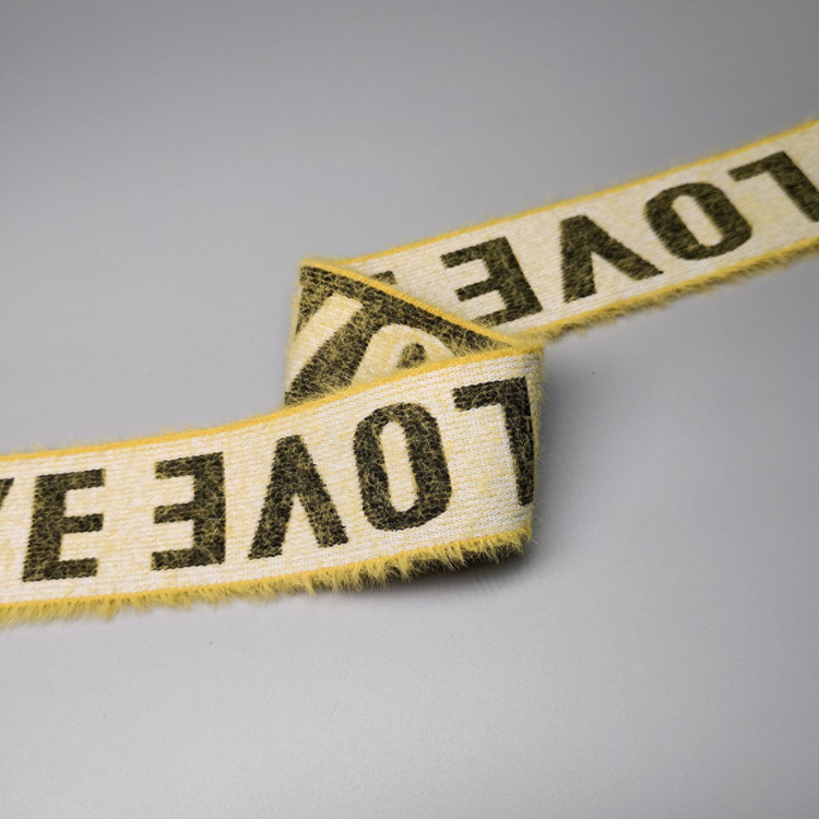 3.8cm仿貂毛字母弹力松紧带 内衣毛绒提花松紧带 运动裤腰橡筋带