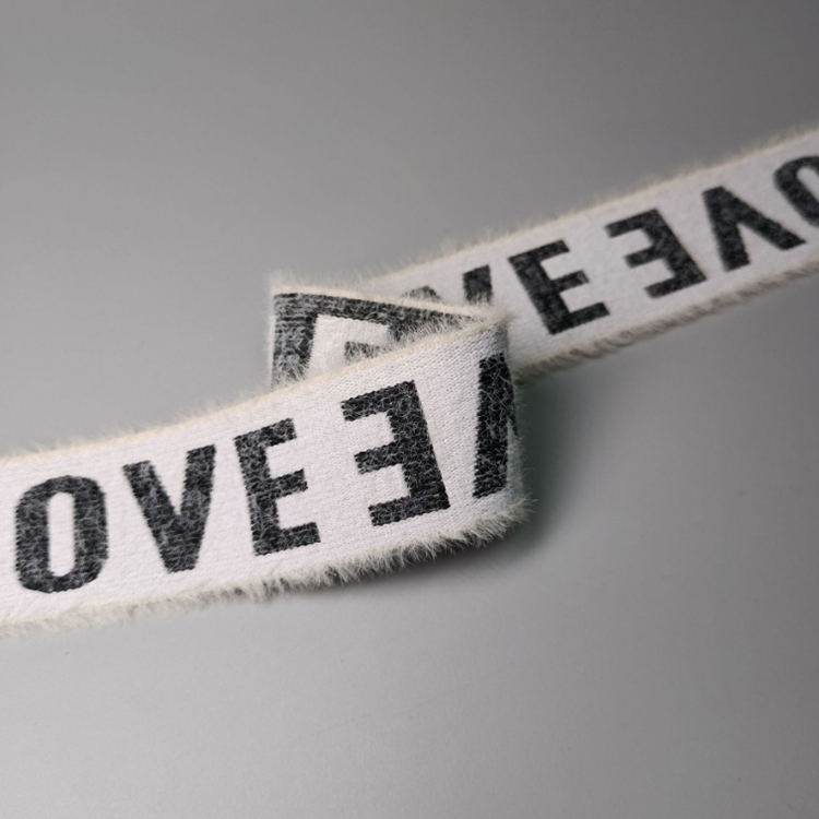 3.8cm仿貂毛字母弹力松紧带 内衣毛绒提花松紧带 运动裤腰橡筋带