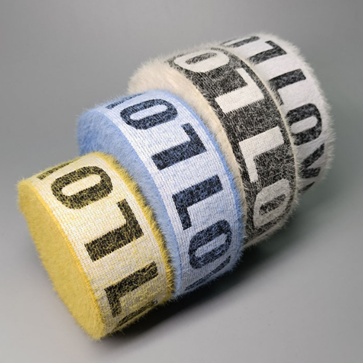 3.8cm仿貂毛字母弹力松紧带 内衣毛绒提花松紧带 运动裤腰橡筋带