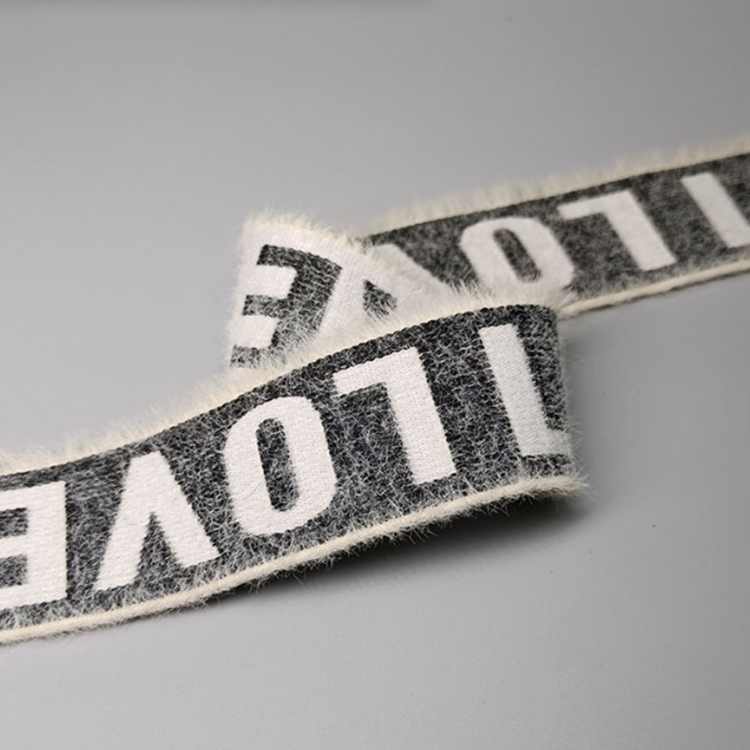 3.8cm仿貂毛字母弹力松紧带 内衣毛绒提花松紧带 运动裤腰橡筋带