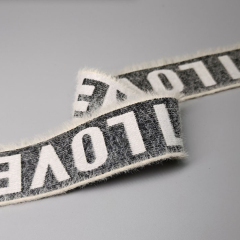 3.8cm仿貂毛字母弹力松紧带 内衣毛绒提花松紧带 运动裤腰橡筋带