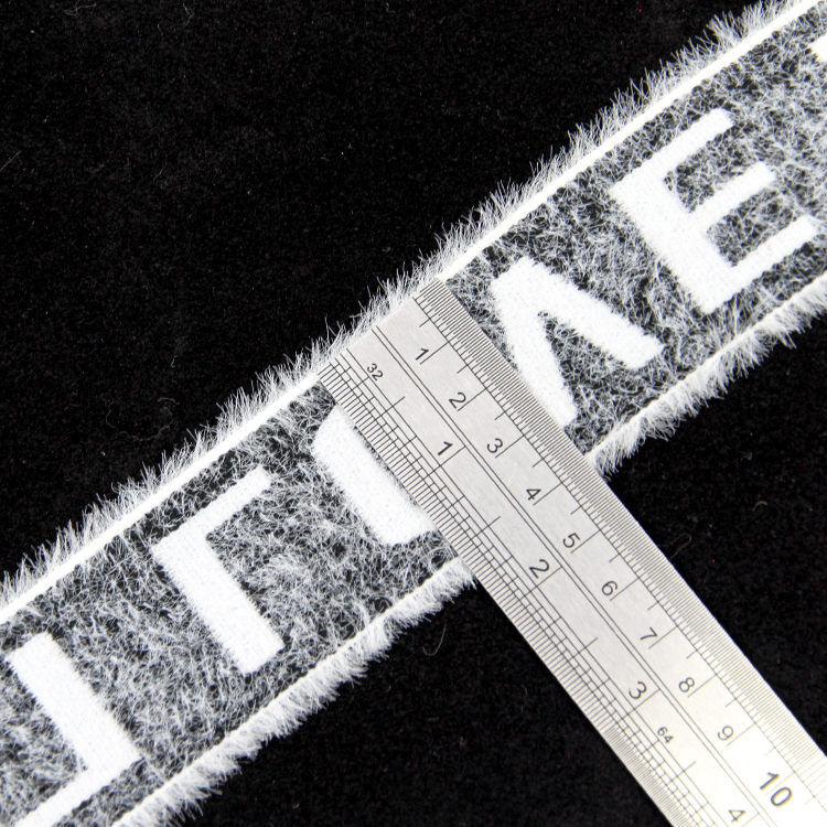 3.8cm仿貂毛字母弹力松紧带 内衣毛绒提花松紧带 运动裤腰橡筋带