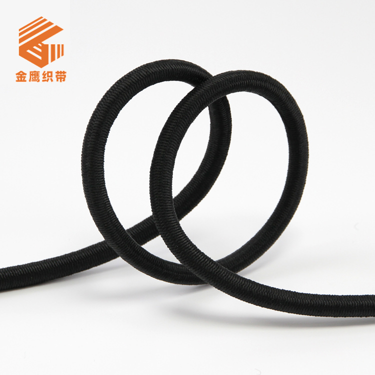 Manufacturer 4mm-6mm black round latex elastic rope rubber band trampoline rope sports tension rope round elastic rope