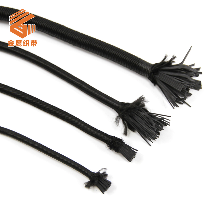 Manufacturer 4mm-6mm black round latex elastic rope rubber band trampoline rope sports tension rope round elastic rope