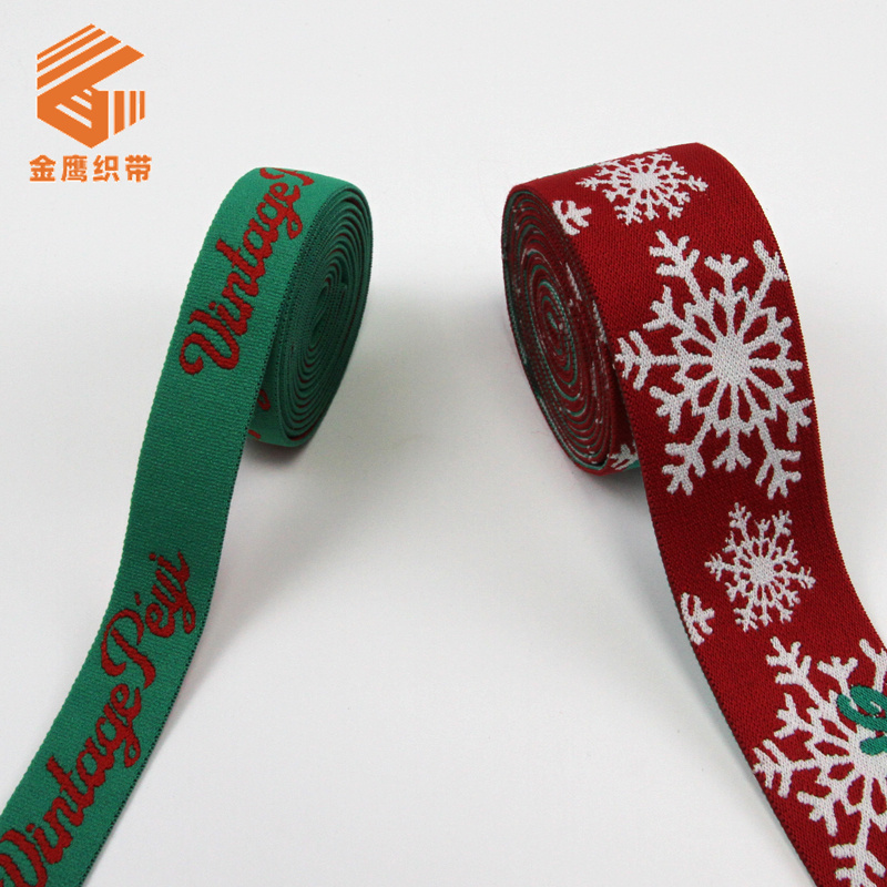 Christmas Day Customized Decoration Elastic Elastic Band Polyester High Elastic Soft Snowflake Letter Red Green Clothing Accessories