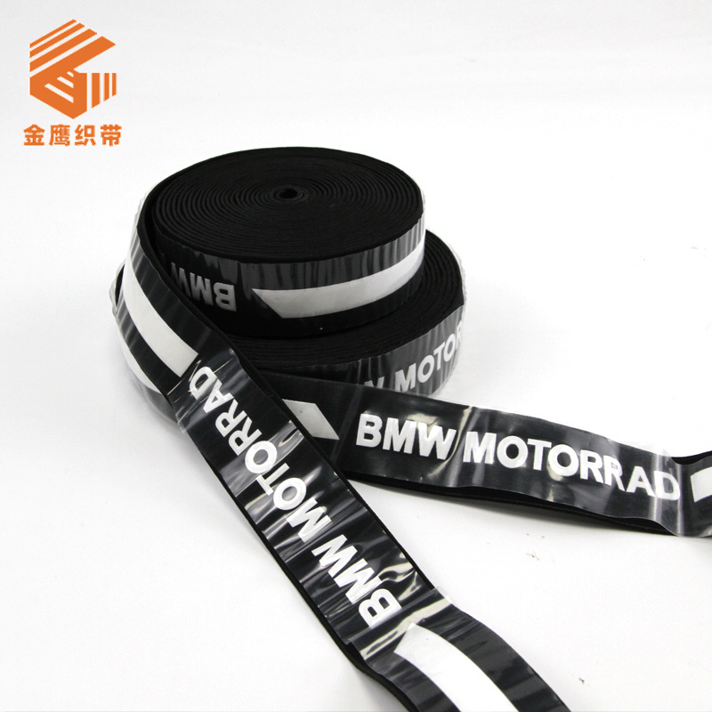 Nylon anti-skid silicone elastic waistband printed with silk screen and bright surface clothing rubber band weaving belt, soft rubber dripping rubber elastic belt