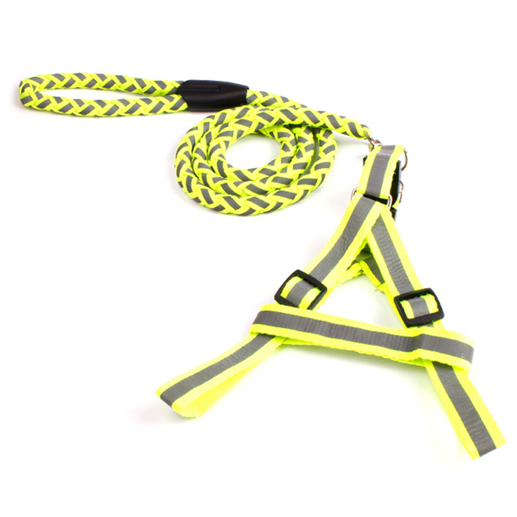 2024宠物用品批发定制反光尼龙绳狗项圈皮带反光狗绳