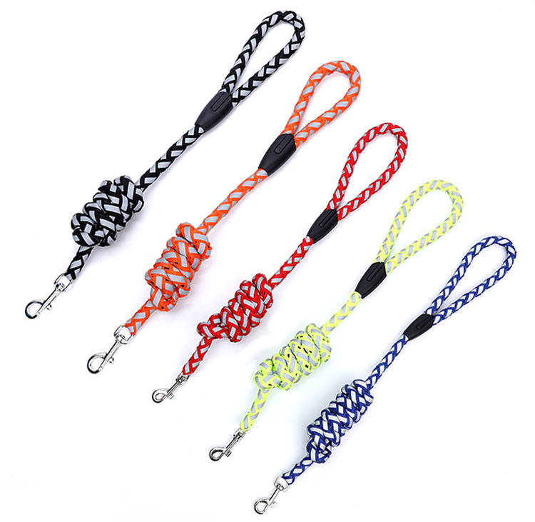 2024宠物用品批发定制反光尼龙绳狗项圈皮带反光狗绳