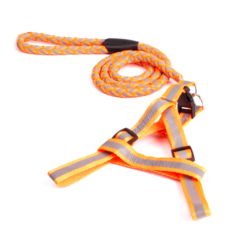 2024宠物用品批发定制反光尼龙绳狗项圈皮带反光狗绳