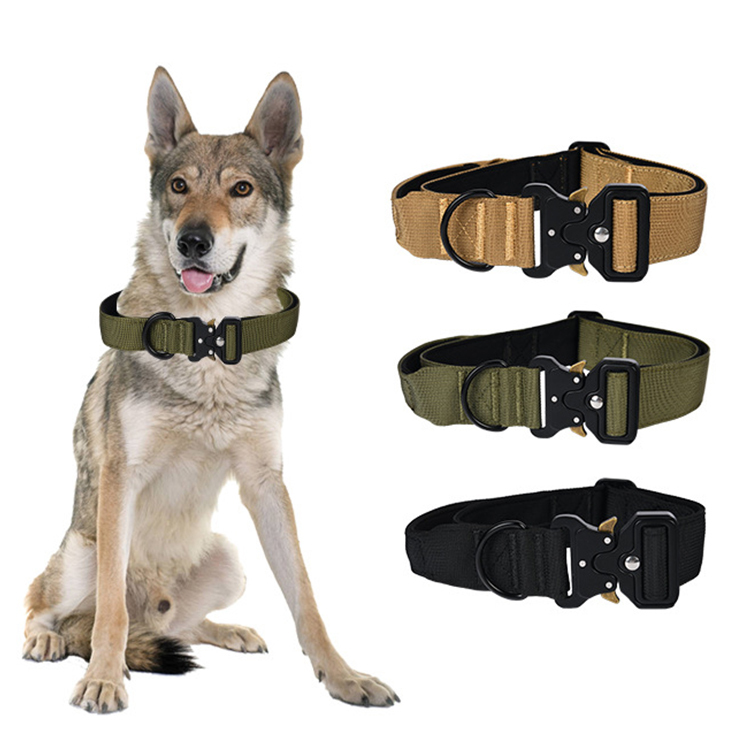 Pet Collar Neck Set Dog Leash Dog Ring Nylon Heavy Duty Tactical Pet Collar Walking Dog Training Collar For Outdoor