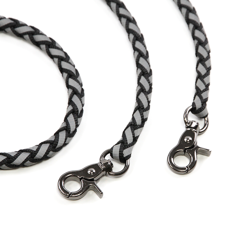 定制反光狗牵引绳 1.5-2.5m 长带反光宠物牵引绳绳涤纶宠物狗牵引绳带钩泡沫手柄