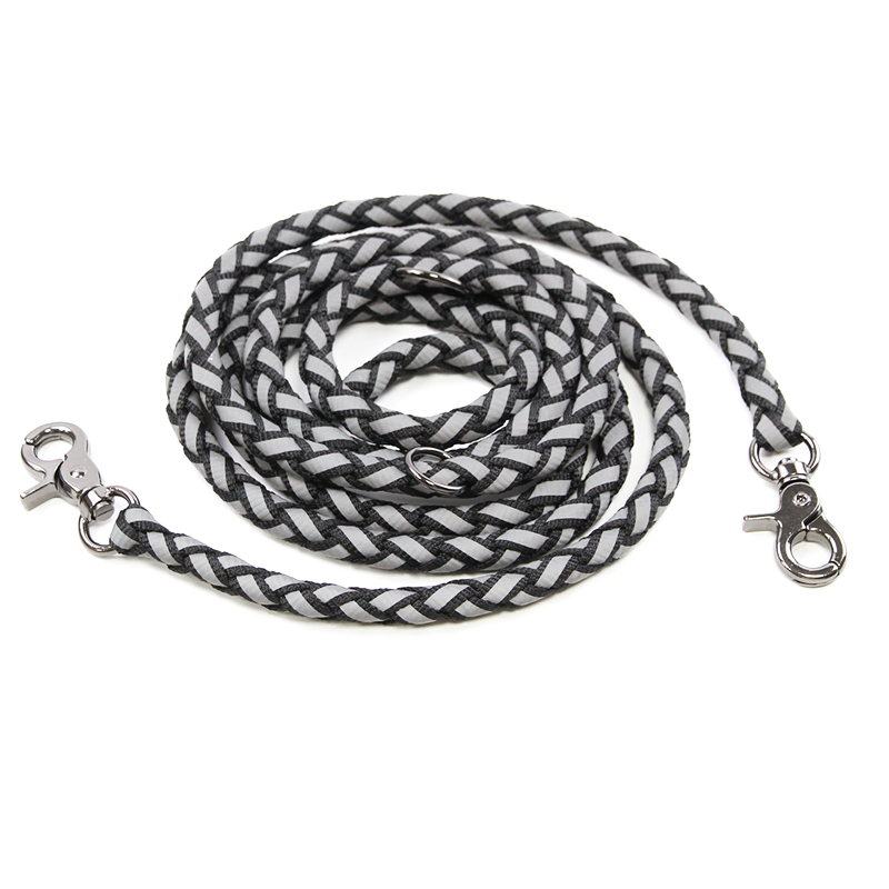 定制反光狗牵引绳 1.5-2.5m 长带反光宠物牵引绳绳涤纶宠物狗牵引绳带钩泡沫手柄