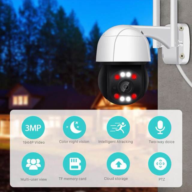 5MP PTZ WiFi Outdoor 4X Digital Zoom Speed Dome Mini IP Camera Security Camera 3MP 1080P AI Human Detection DIY Alarm Voice CCTV