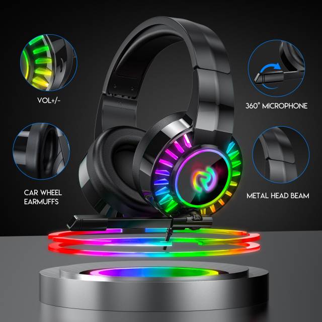 Headsets Gamer Headphones Bluetooth Surround Sound Stereo Wired Earphone USB with Microphone Colorful Light PC Laptop Headset
