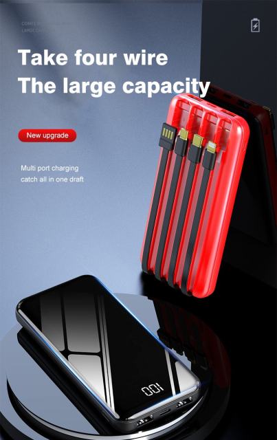 Built-in Cables Large Capacity Portable  Fast Charge Portable 10000mah Power Bank