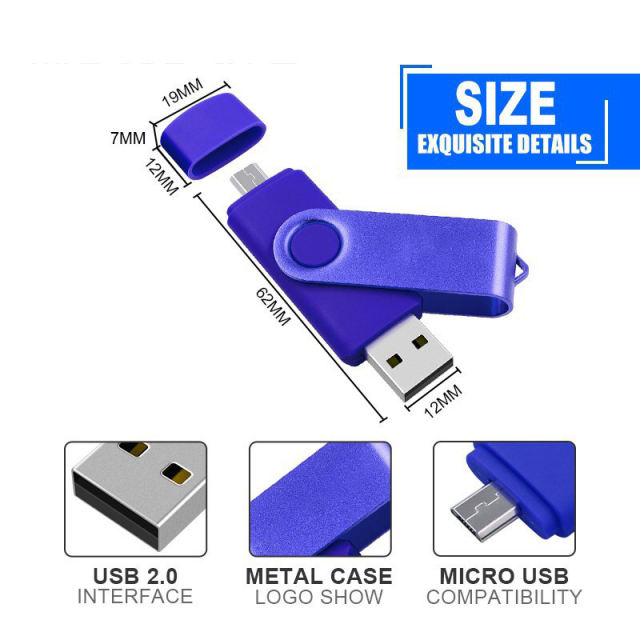 OTG USB Flash Drive 32GB 16GB USB 2.0  Mini Pen Drives 128GB 64GB Pendrives For Pc And Android Phones