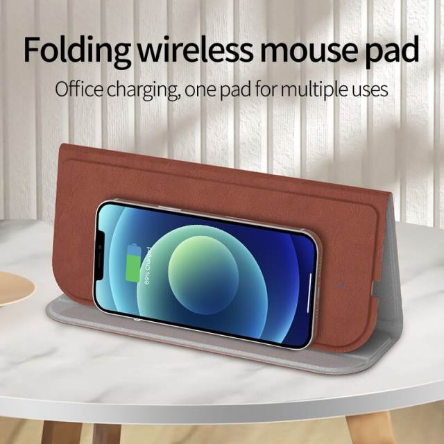 15W Wireless Charger Folding Rechargeable Mouse Pad USB Type-C Ports Mobile Phone Fast Charging Mat for iPhone12 Mini Pro Max