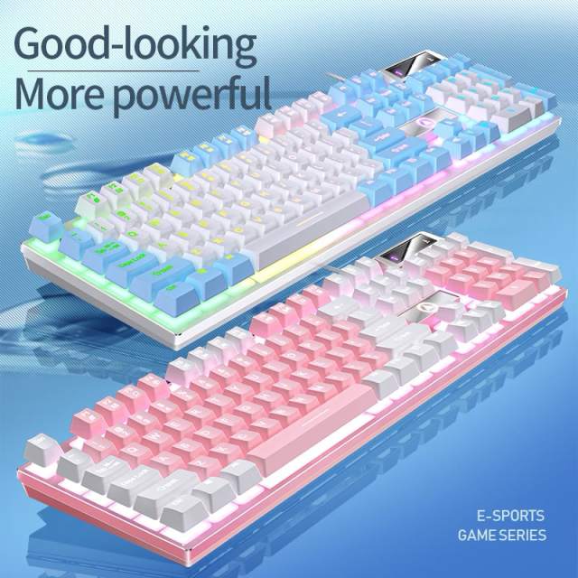 K500 104 Keys Gaming Keyboard Wired Keyboard Color Matching Backlit Mechanical Feel Computer E-sports Peripherals for Desktop Laptop