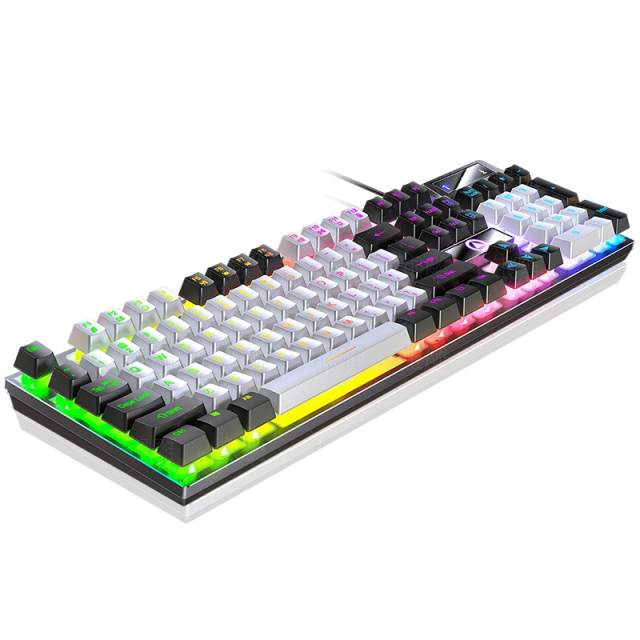 K500 104 Keys Gaming Keyboard Wired Keyboard Color Matching Backlit Mechanical Feel Computer E-sports Peripherals for Desktop Laptop