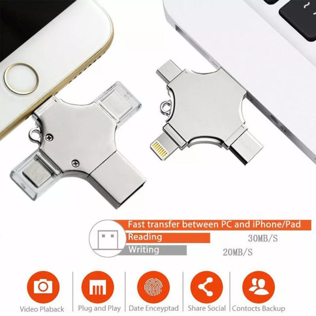 Pen Drive USB2.0 3.0 16GB to 128GB 4 in 1 OTG USB  Type C USB Flash Drive