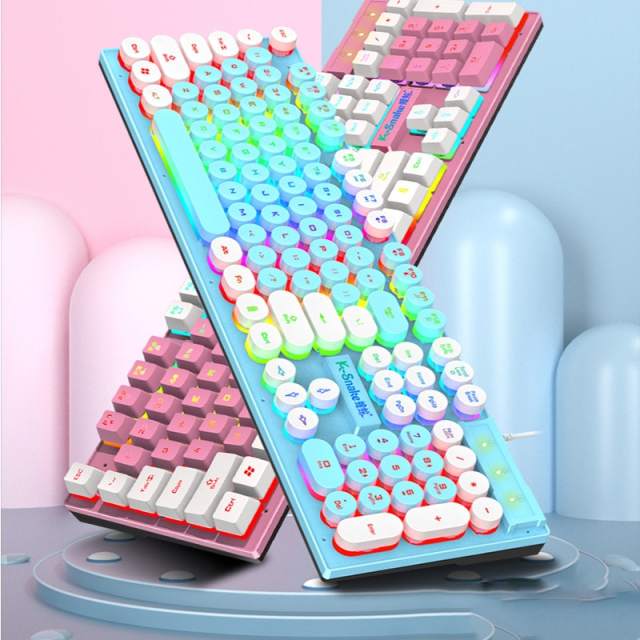 104 Keys Game Wired Mechanical Keyboard Punk Color Matching RGB Luminous Keycaps USB Gaming Mechanic Keyboards for PC Laptop