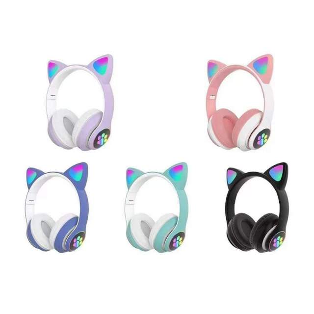 Cute Luminous Cat Ears Bluetooth Headphones Kawaii Cat Claw Cool Wireless Headset for Xiaomi IPhone Huawei Smartphone Earphones